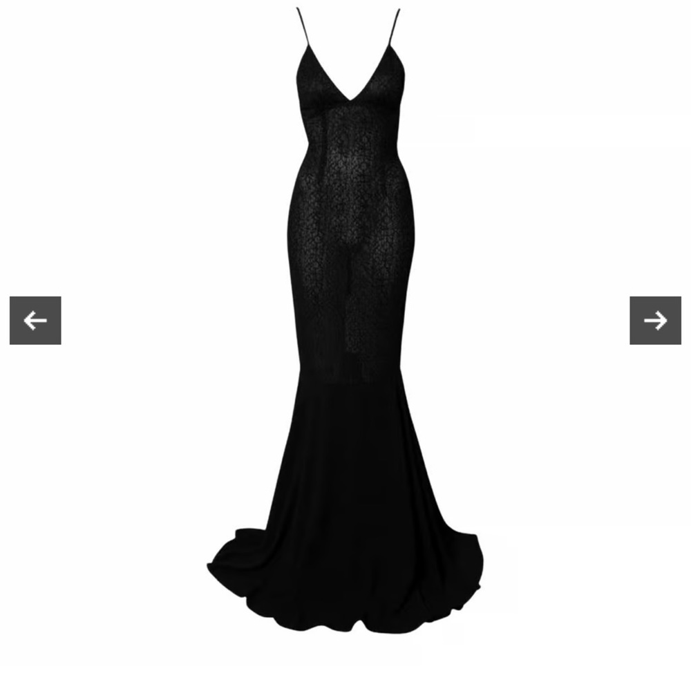 Solace London Black Gown with Lace Bodice